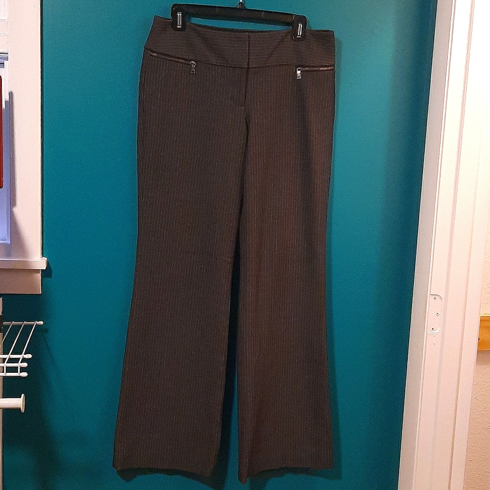 Express Zipper Detail Pinstripe Wide Leg Trousers